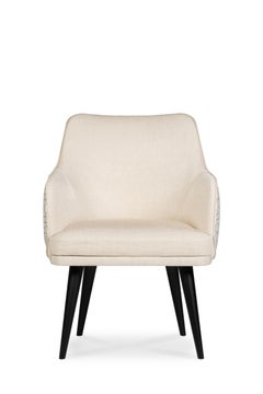 Mid-Century Modern Margot Dining Chairs, Linen, Handcrafted Portugal Greenapple