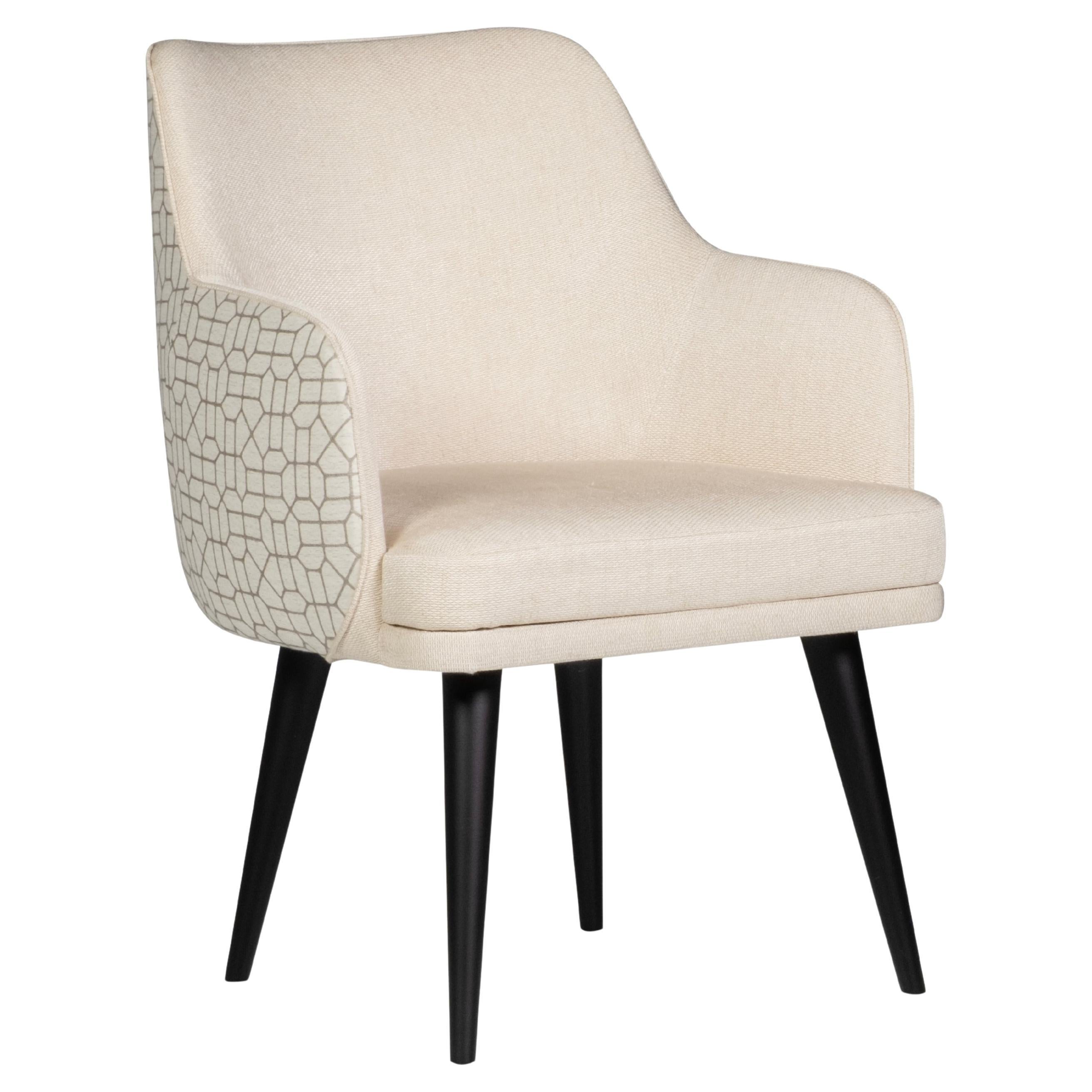 Mid-Century Modern Margot Dining Chairs, Linen, Handcrafted Portugal Greenapple For Sale