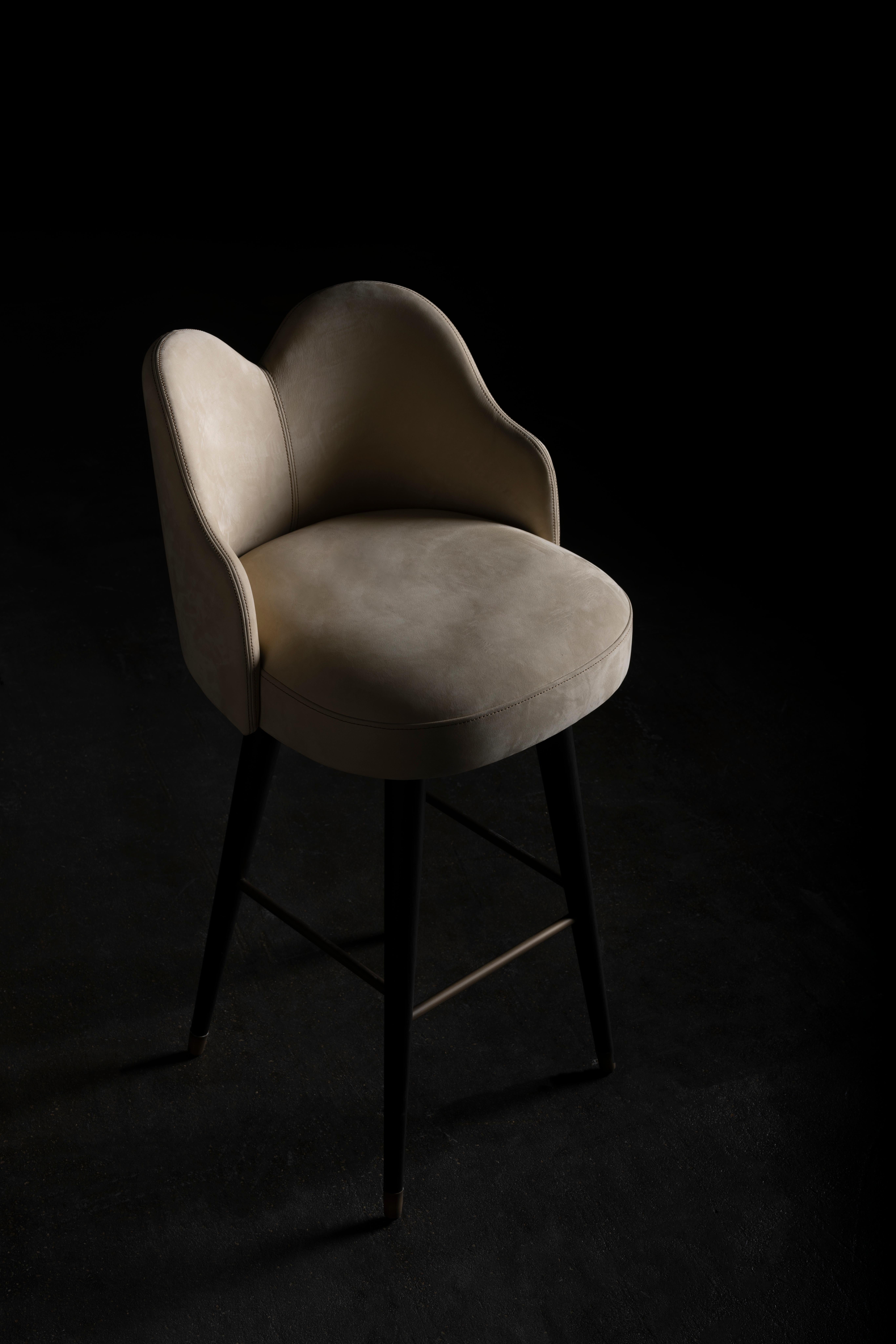 Sgabelli da bar girevoli Margot, metà secolo, Nubuck, ottone, fatti a mano, Greenapple in vendita 4