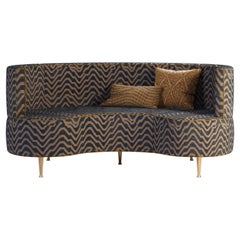 Mid-Century Modern Margret Twin Seat Ottone Lucido Tessuto Satinato