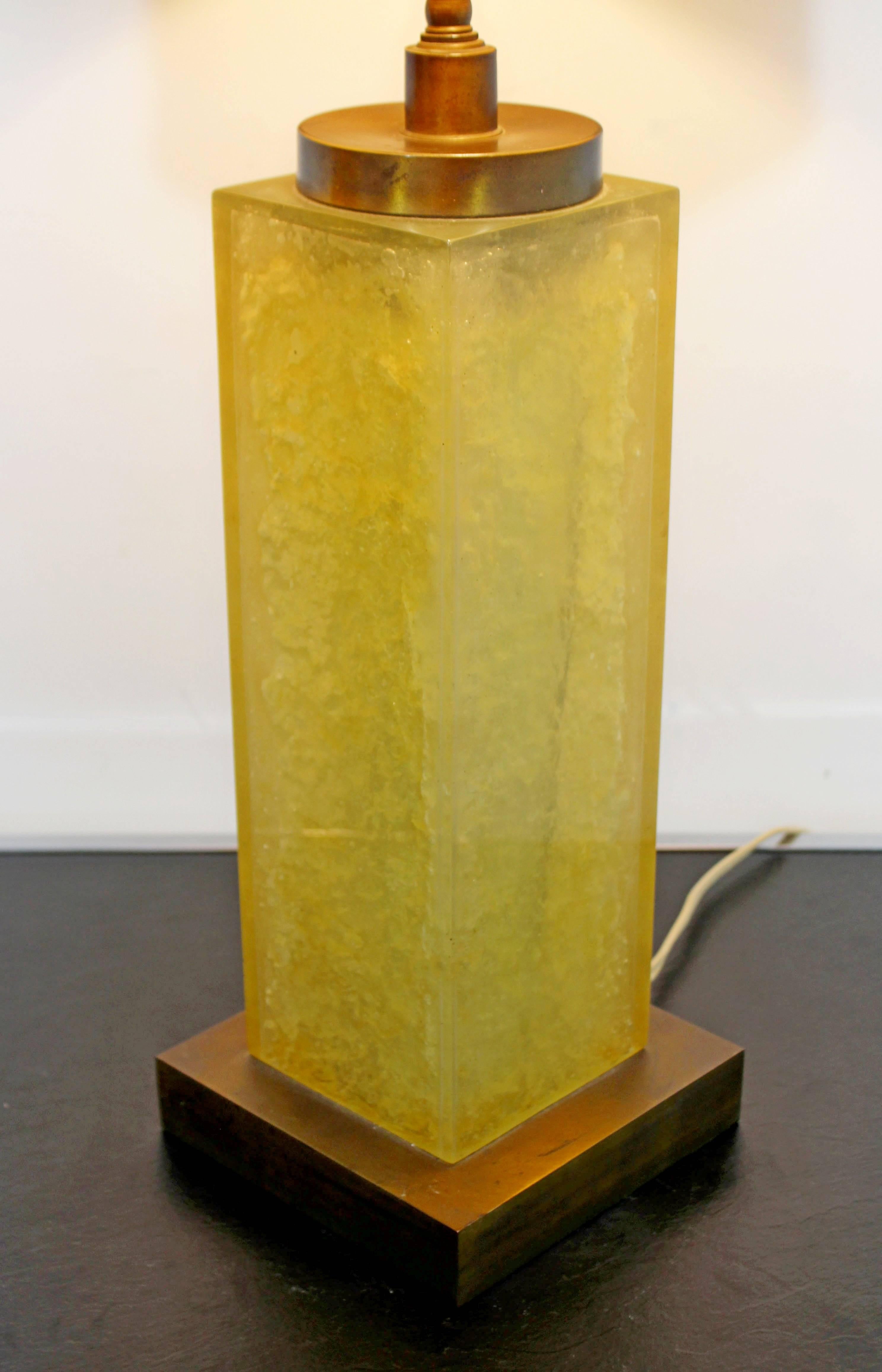 Brass Mid-Century Modern Marie Claude De Fouquieres French Resin Table Lamp, 1970s