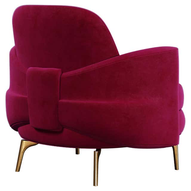 Mid-Century Modern Loren Armchair Velvet Made in Portugal by Ottiu For ...