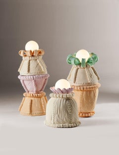 DOOQ Mid-Century Modern Marjorelle Lotus Lamp in Beige, Nudes and Purple