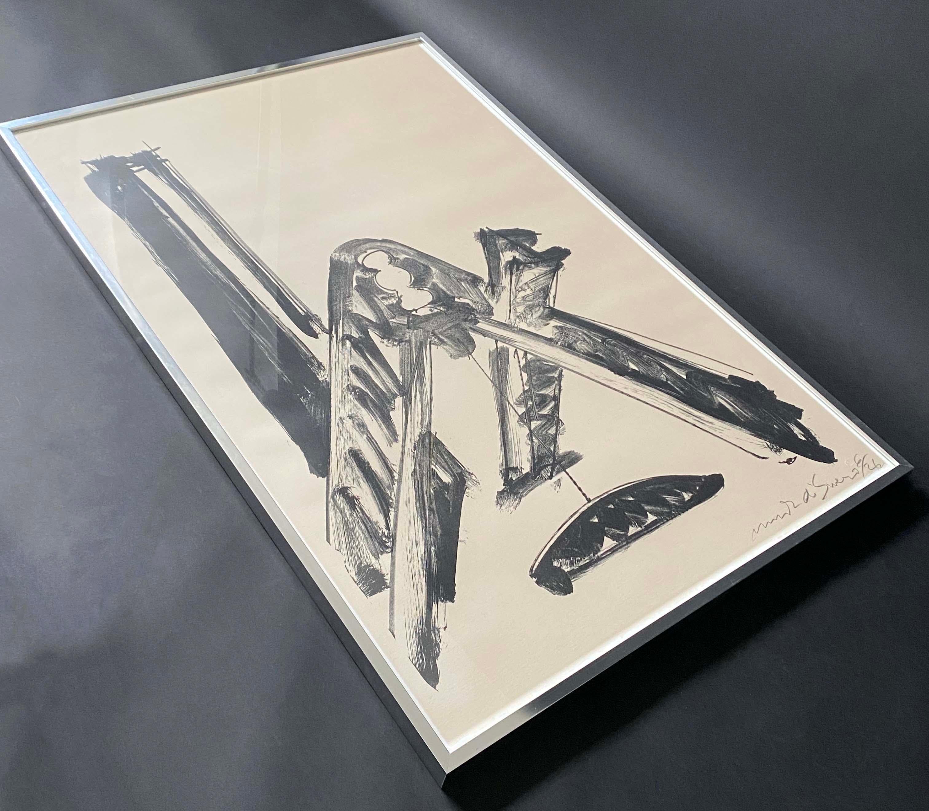 Mid-Century Modern Mark Di Suvero Signed Abstract Lithograph 6/26 1970s In Good Condition In Keego Harbor, MI