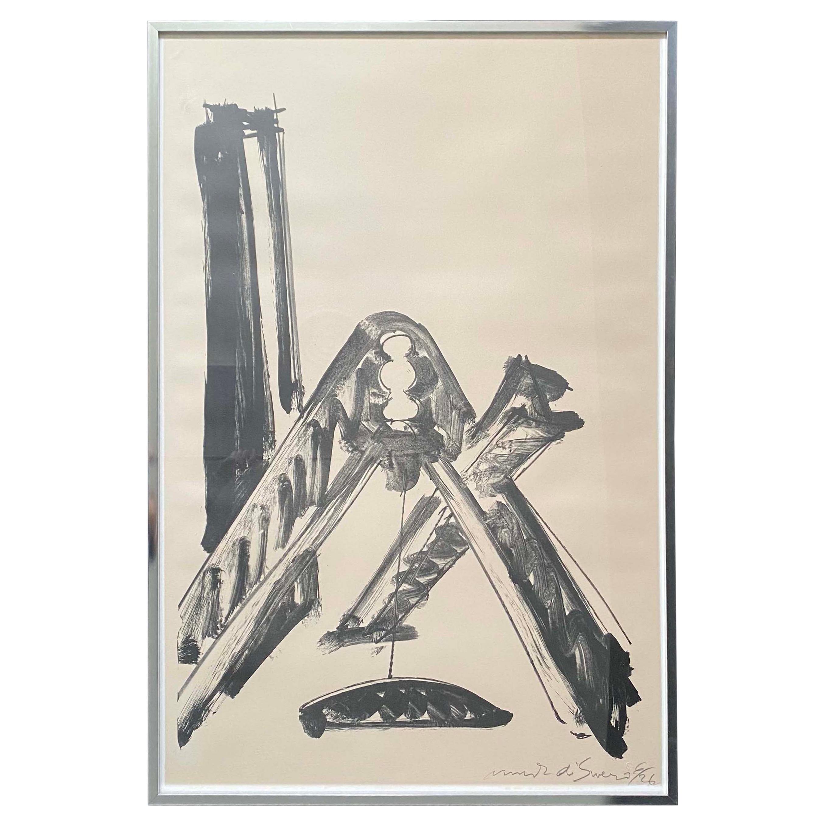 Mid-Century Modern Mark Di Suvero Signed Abstract Lithograph 6/26 1970s