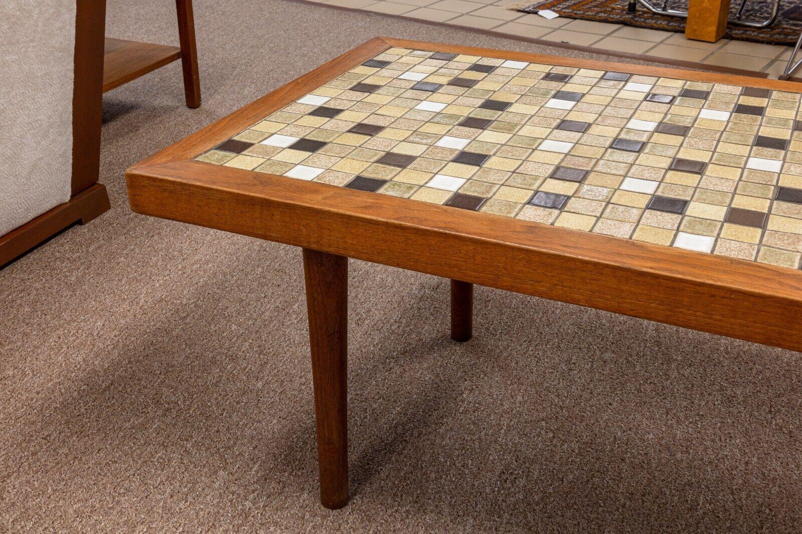 Mid Century Modern Marshall Studios Martz Tile and Wood Rectangular Coffee Table In Good Condition In Keego Harbor, MI