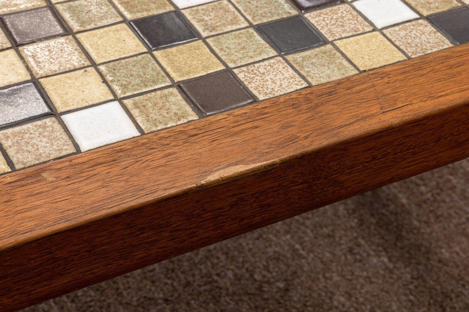 Mid Century Modern Marshall Studios Martz Tile and Wood Rectangular Coffee Table 2