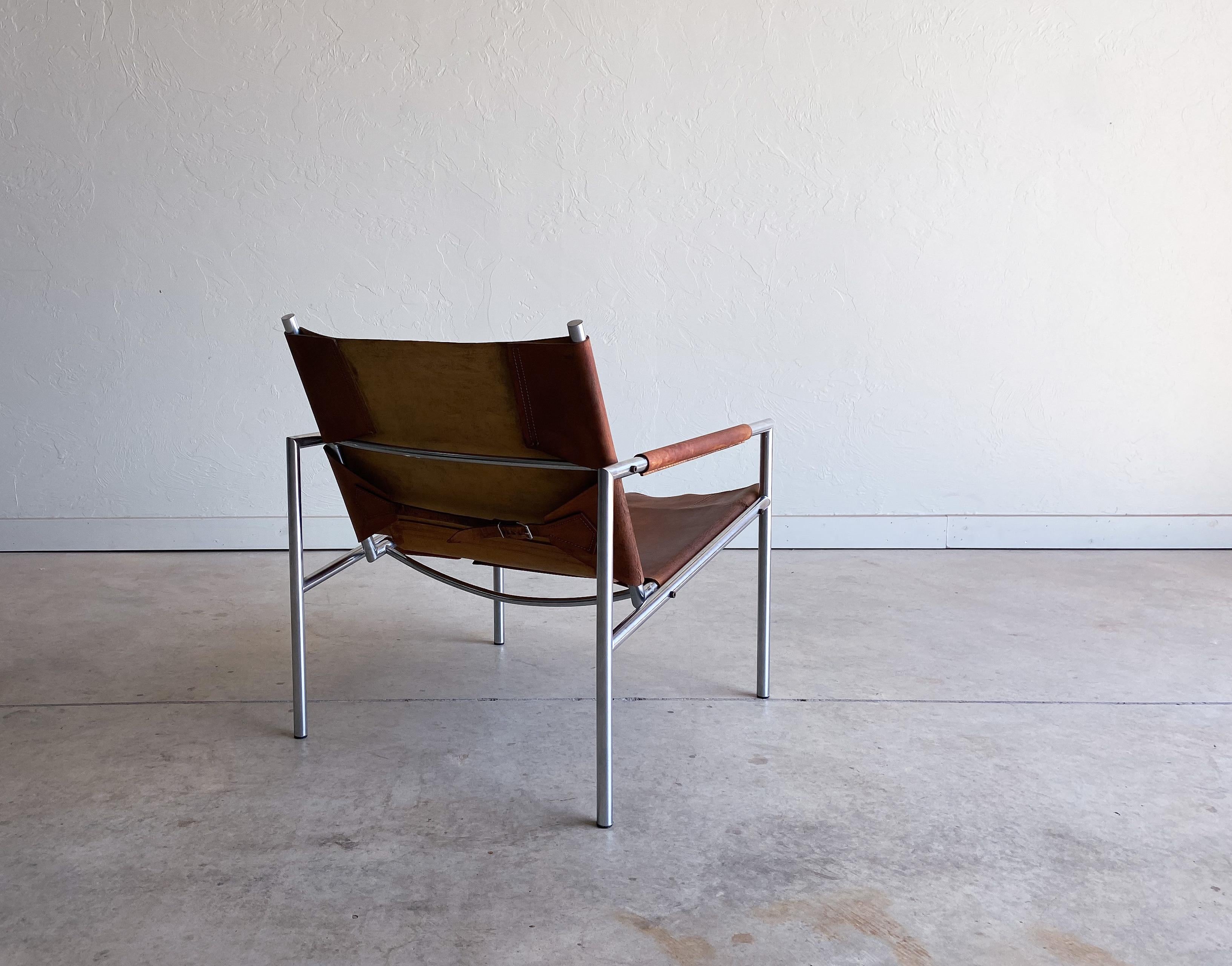 Mid-Century Modern Chaise longue en cuir The Moderns Modern Martin Visser, années 1960 en vente