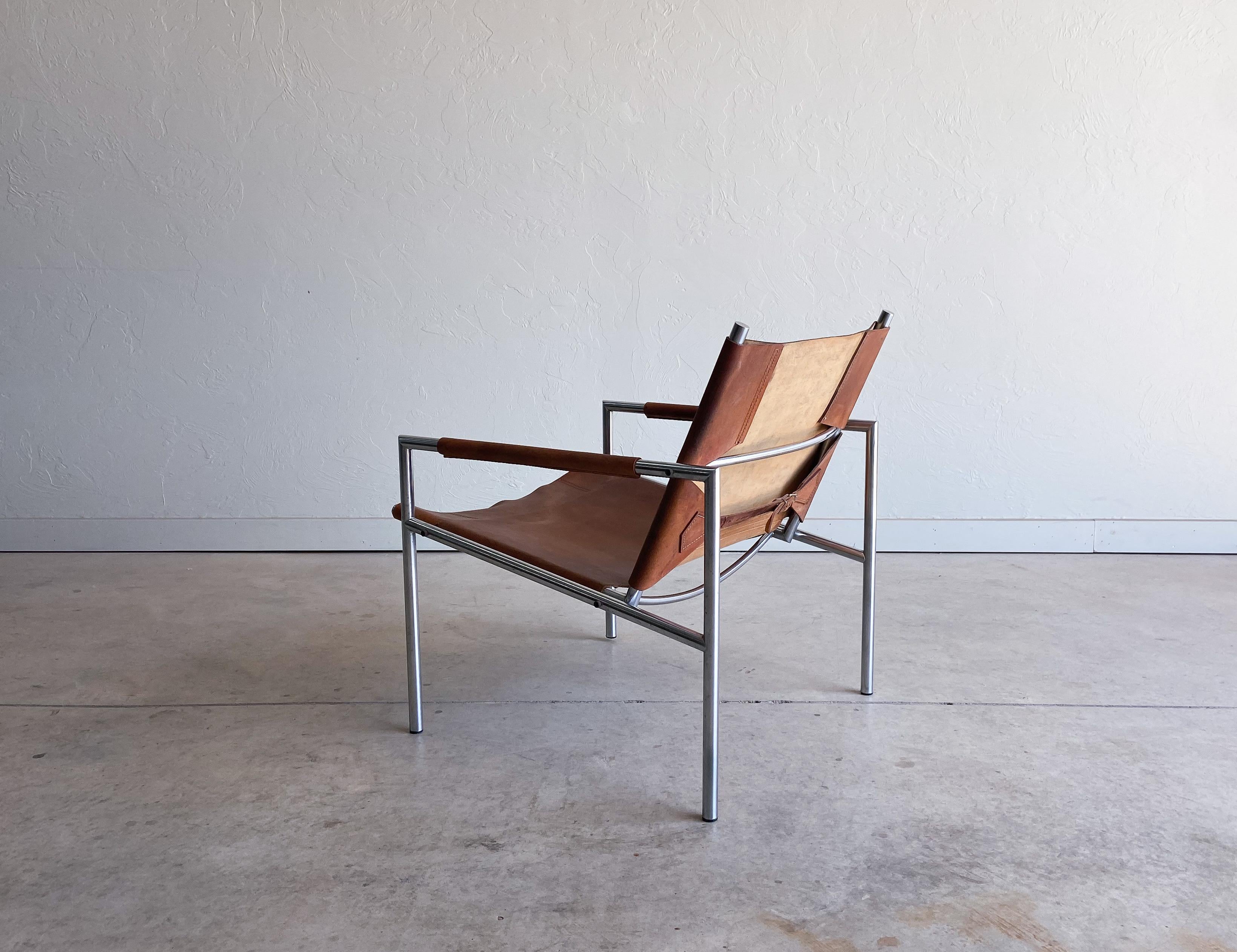 Milieu du XXe siècle Chaise longue en cuir The Moderns Modern Martin Visser, années 1960 en vente