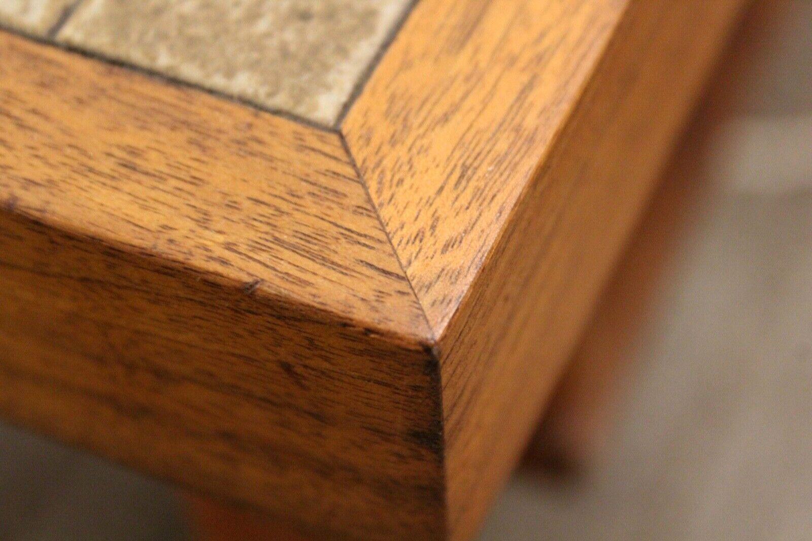 Mid-Century Modern Martz Walnut & Ceramic Tile Inlaid Side End Table with Shelf 1