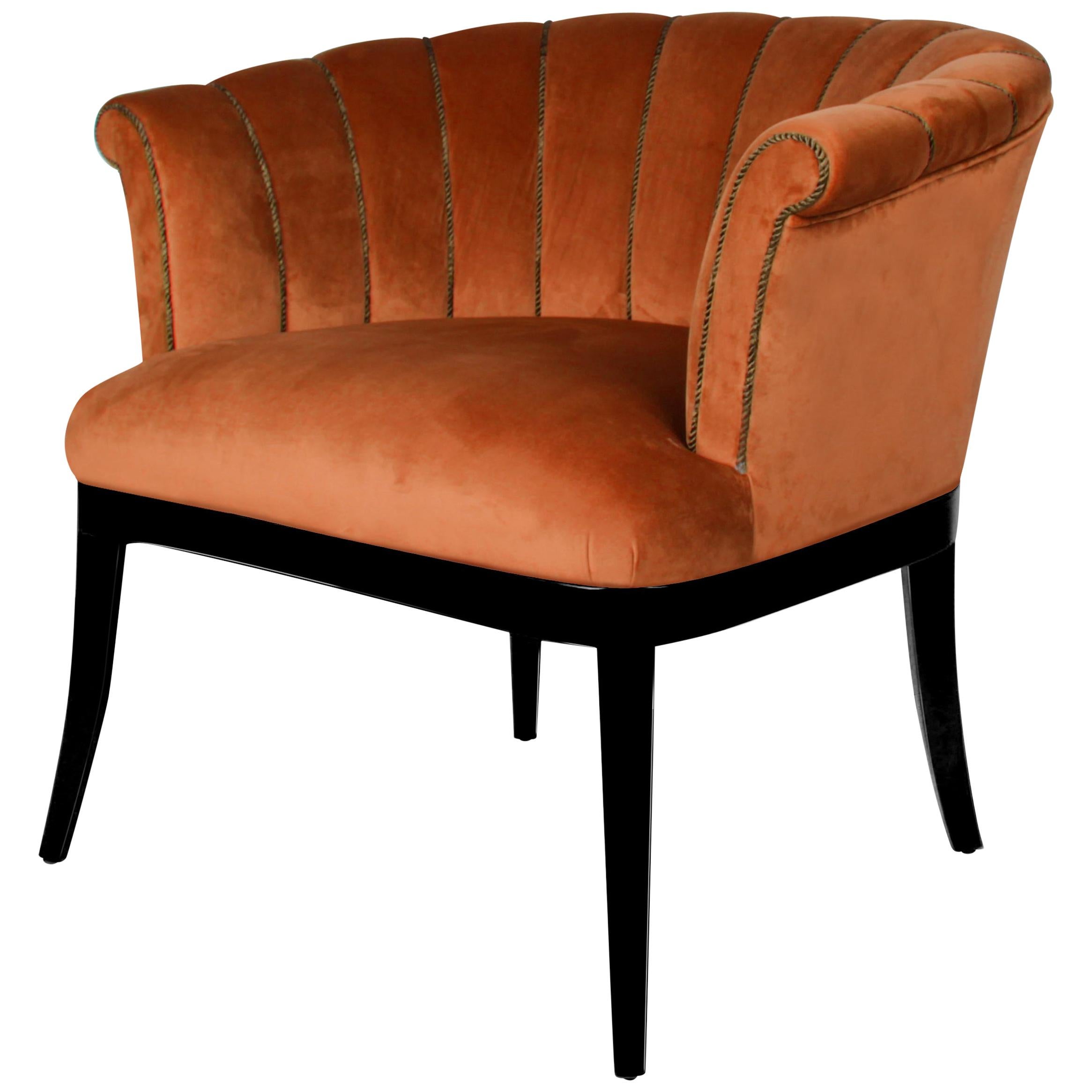 Postmodern Cotton Velvet Galatea Armchair Walnut Wood and Marble For