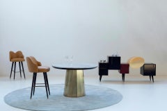 Mid-Century Modern Mary Swivel Bar Stools, Leather Brass, Handmade by Greenapple