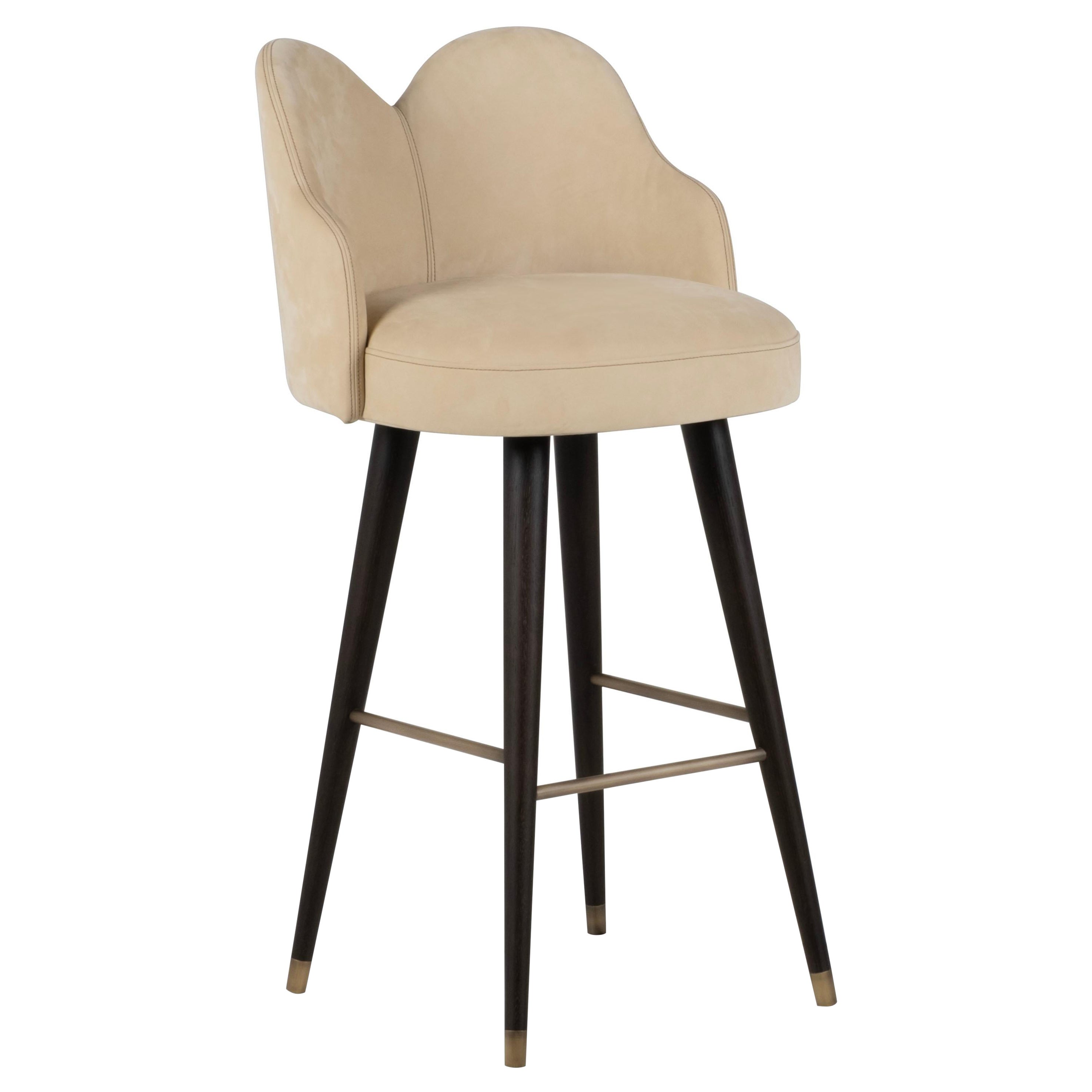 Mid-Century Modern Mary Drehbarhocker aus der Mitte des Jahrhunderts, Leder und Messing, handgefertigt von Greenapple