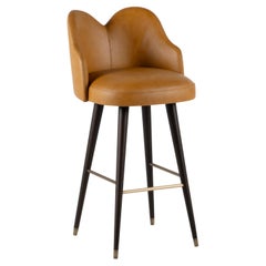 Mid-Century Modern Mary Drehbarhocker aus der Mitte des Jahrhunderts, Leder und Messing, handgefertigt von Greenapple