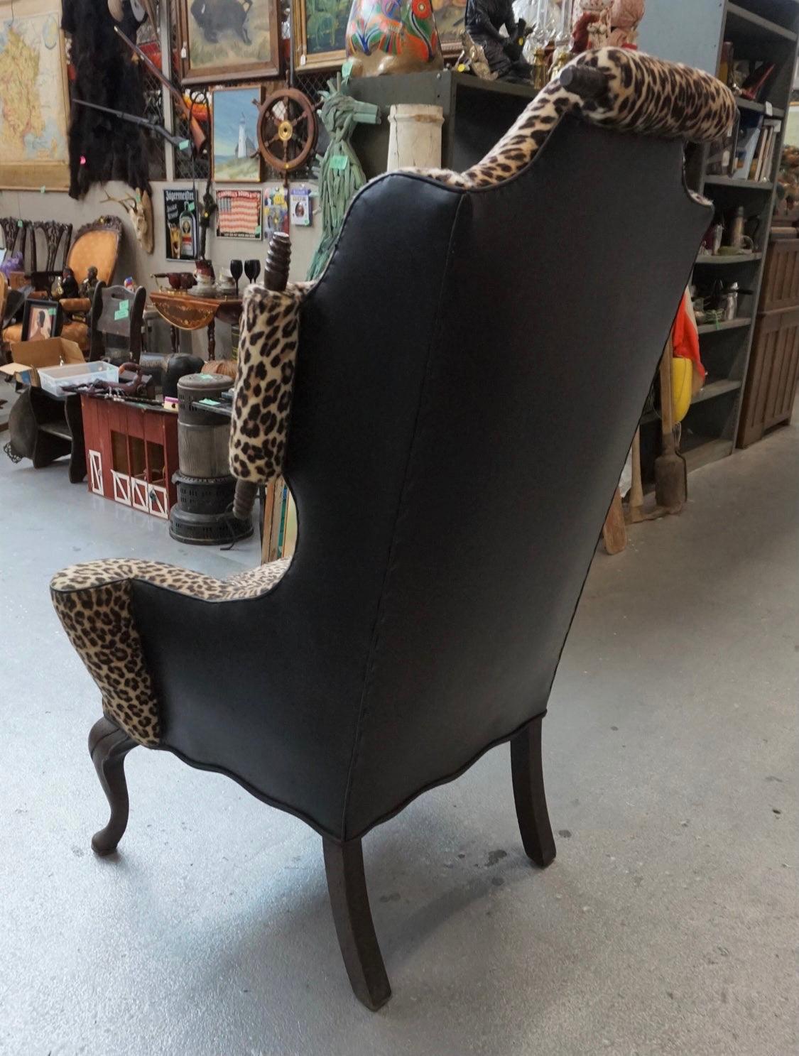 leopard wingback chair