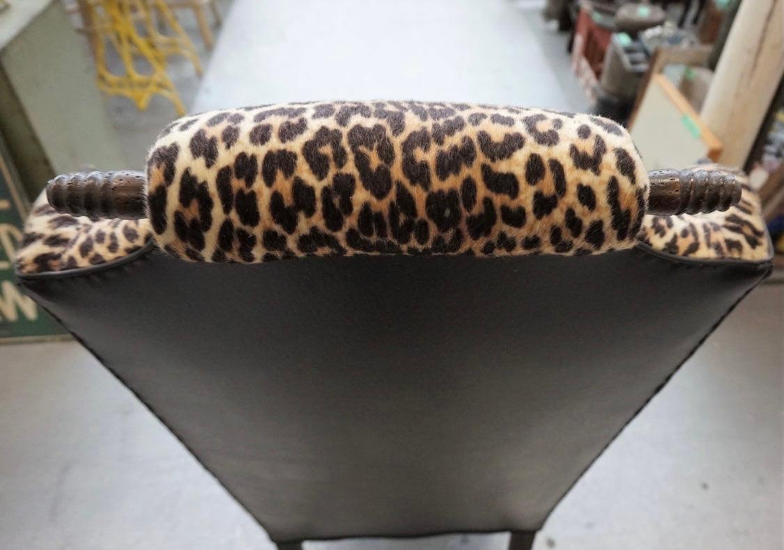 Fabric Mid-Century Modern Mason Art Custom High Back Chair Faux Leopard Wingback 
