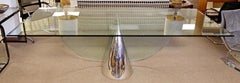 Mid-Century Modern Massive Brueton Chrome Glass Pinnacle Dining Table, 1970s