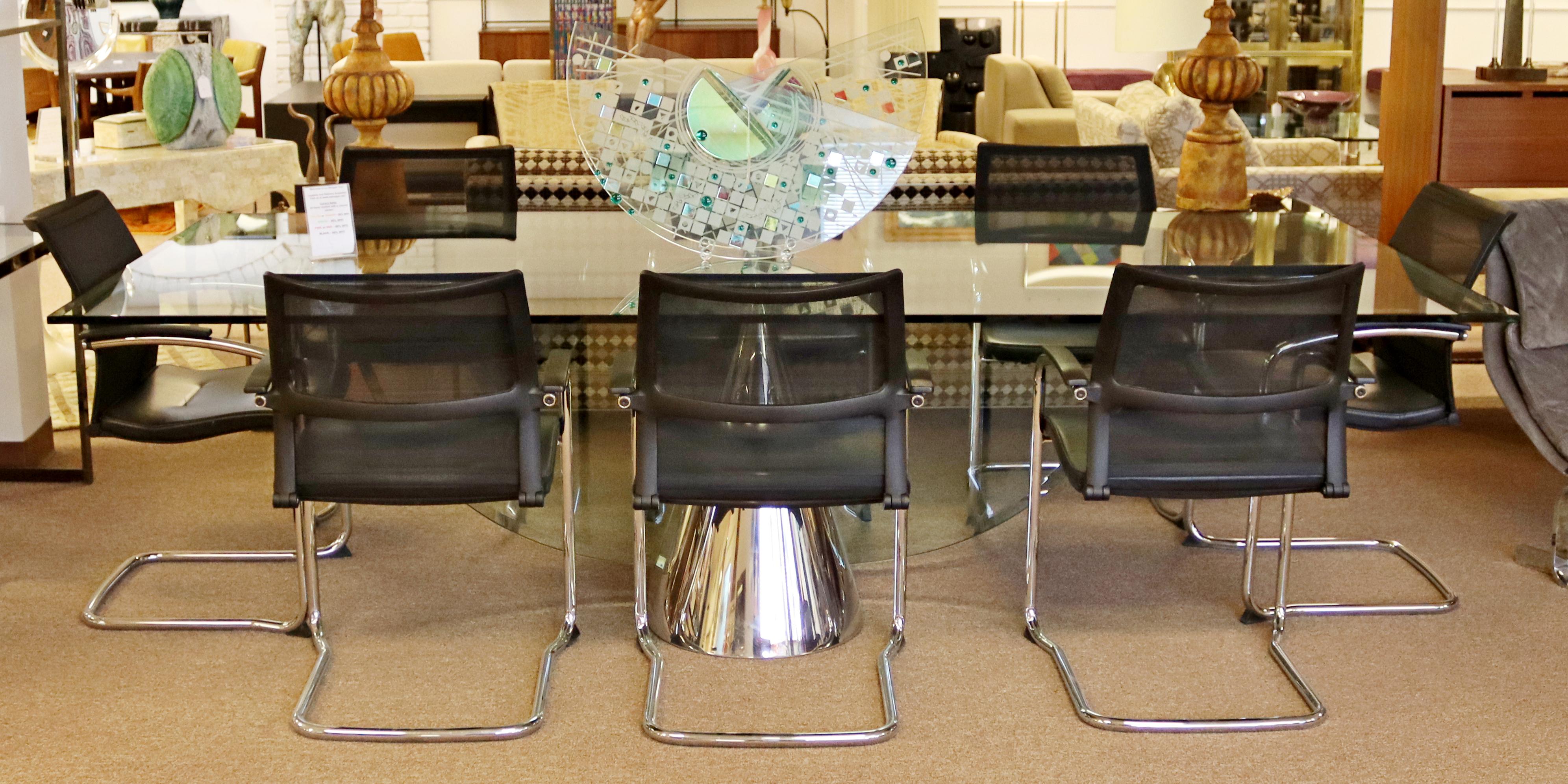 Mid-Century Modern Massive Brueton Chrome Glass Pinnacle Dining Table, 1970s 3