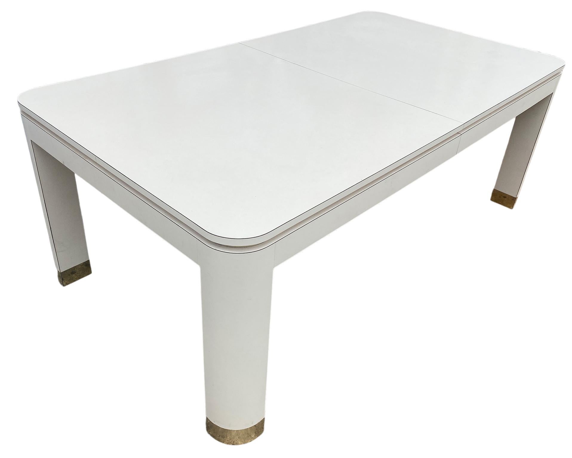 American Mid-Century Modern Massive Cream Brass Laminate Dining Table Style of Pace