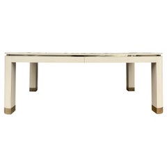 Mid-Century Modern Massive Cream Brass Laminate Dining Table Style of Pace