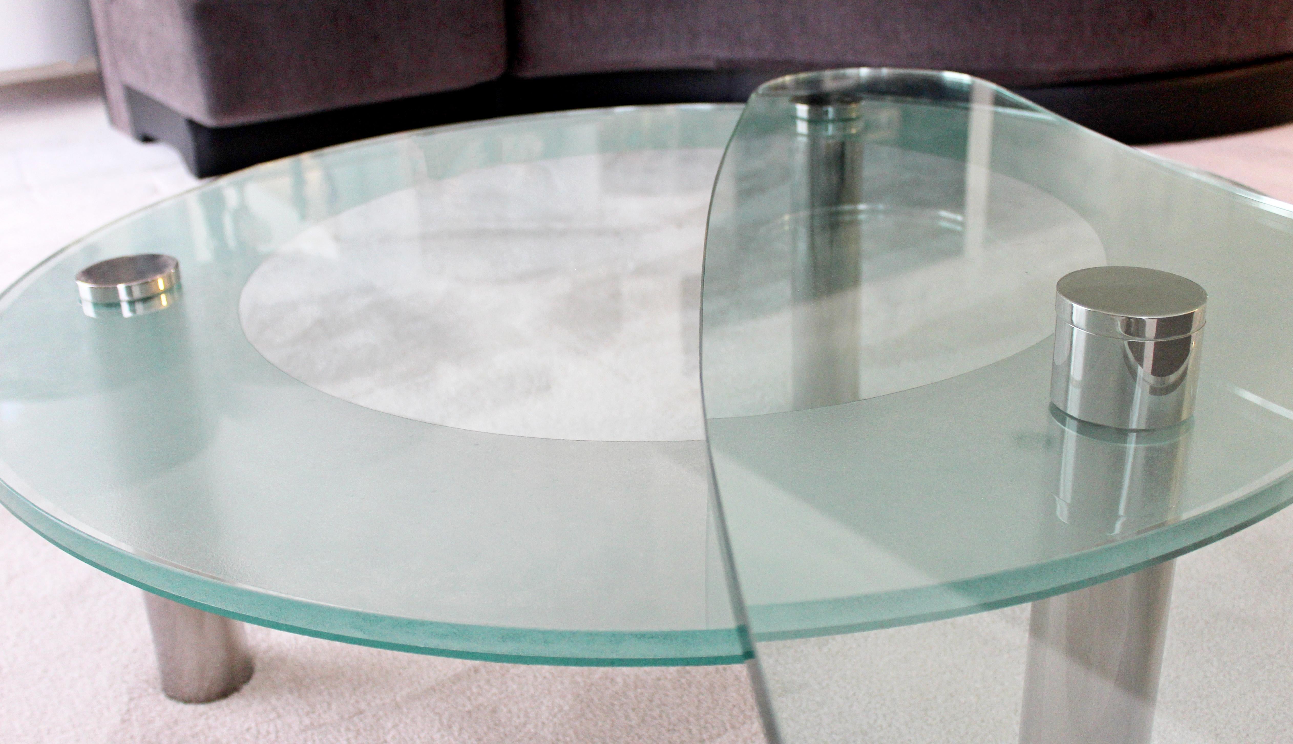 Mid-Century Modern Massive Custom Made Chrome Glass 2 Tiered Coffee Table, 1970s 5