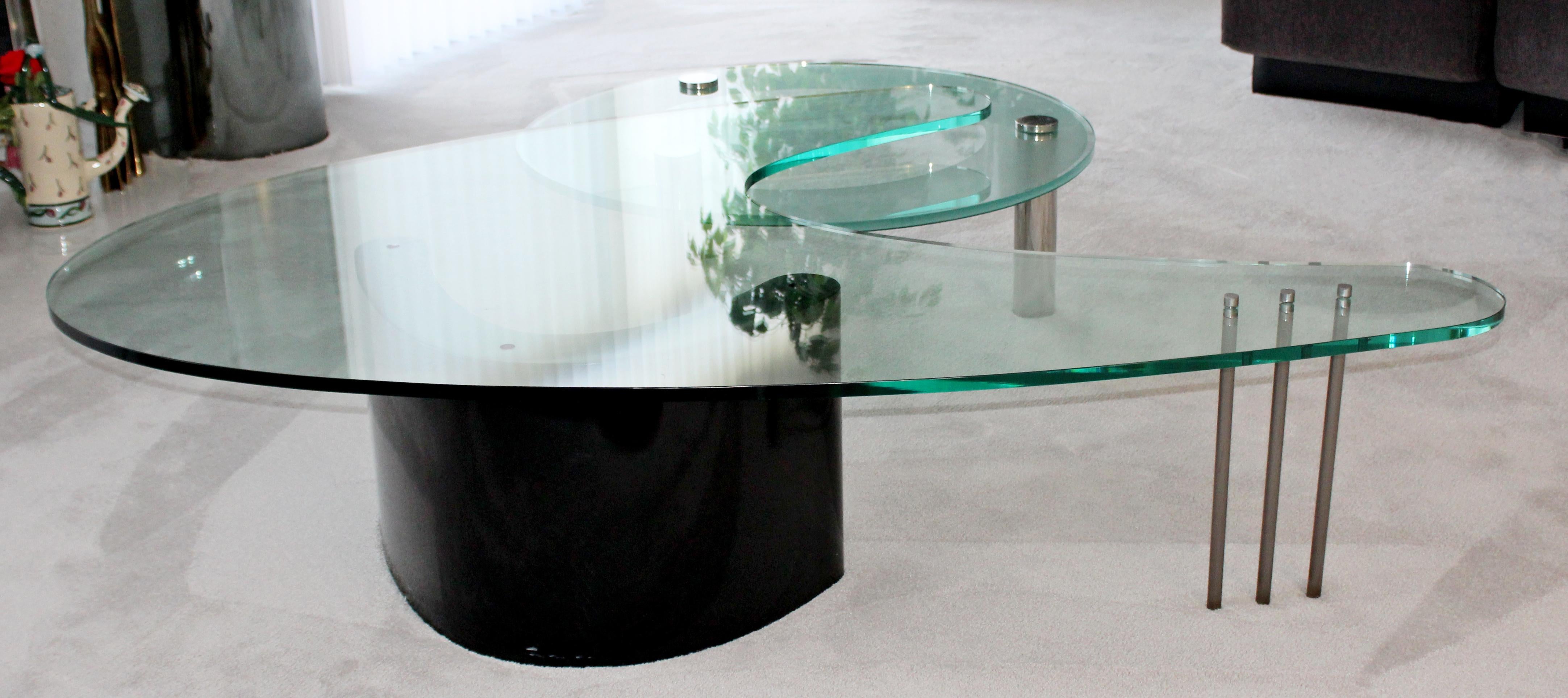 Mid-Century Modern Massive Custom Made Chrome Glass 2 Tiered Coffee Table, 1970s 2