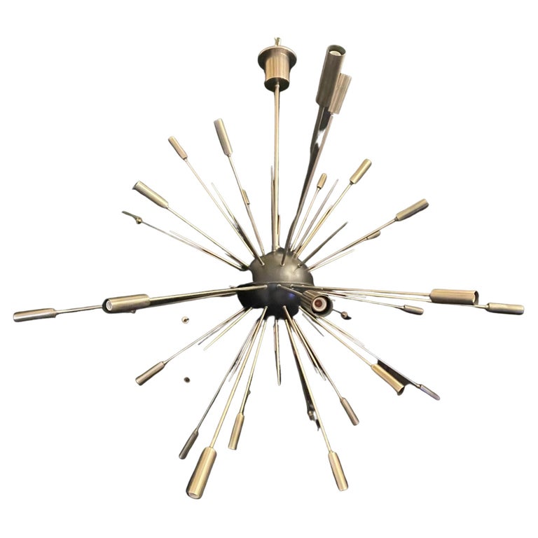 MidCentury Modern Massive Custom Sputnik Brushed Nickel Black Chandelier For Sale at 1stDibs