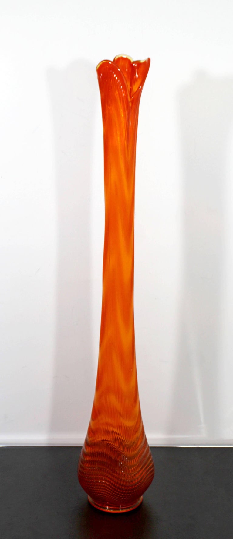 MidCentury Modern Massive Extra Tall Large Orange Viking Glass Art