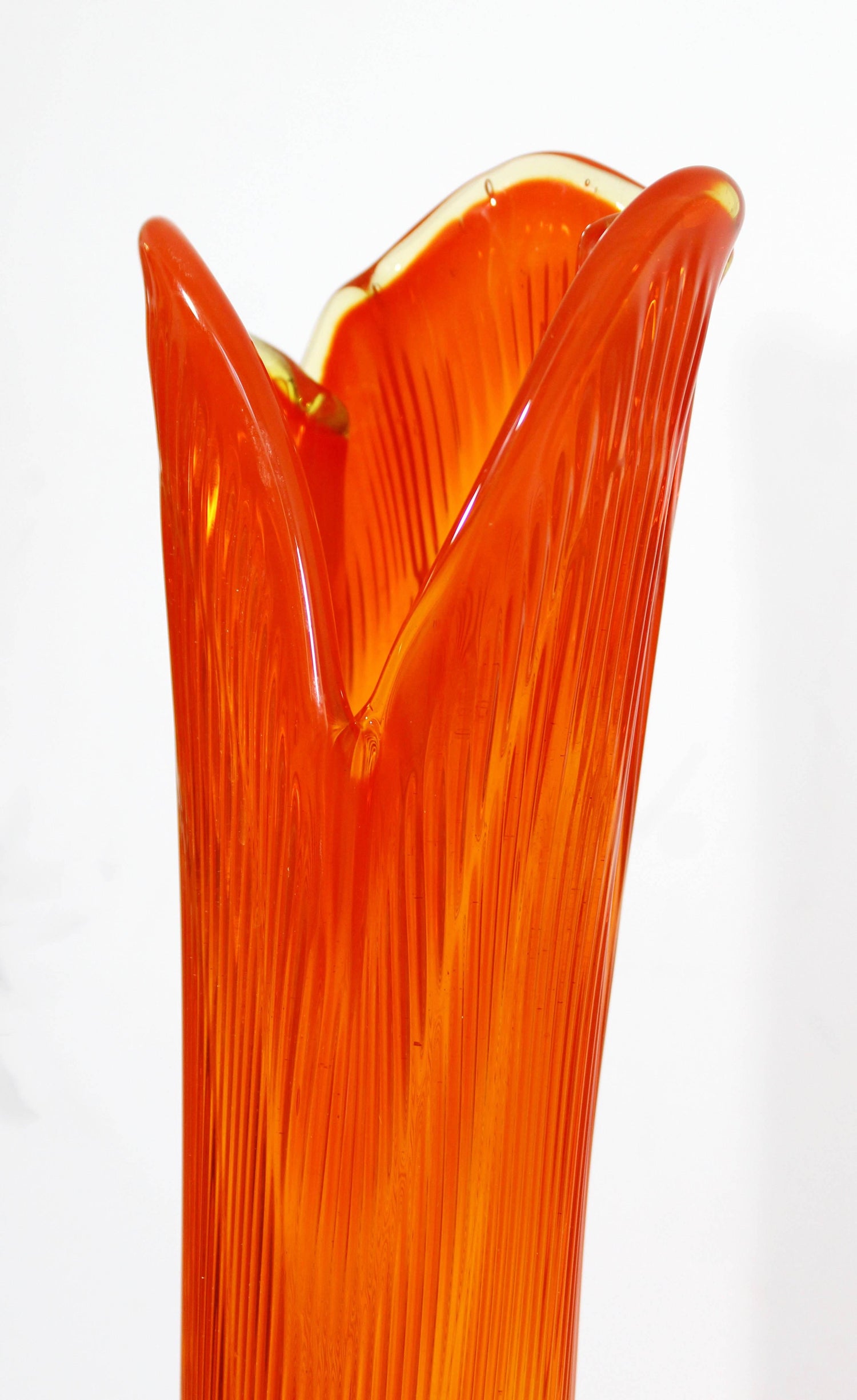 Mid Century Modern Massive Extra Tall Large Orange Viking Glass