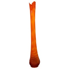 Mid-Century Modern Massive Extra Tall Large Orange Viking Glass Art Floor Vase