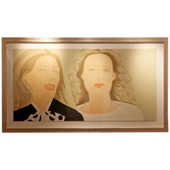 Mid-Century Modern Massive Framed Alex Katz Screen-Print Julia & Alexandra