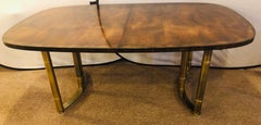 Mid-Century Modern Master-Craft Bamboo Brass and Burl Dining Room Table