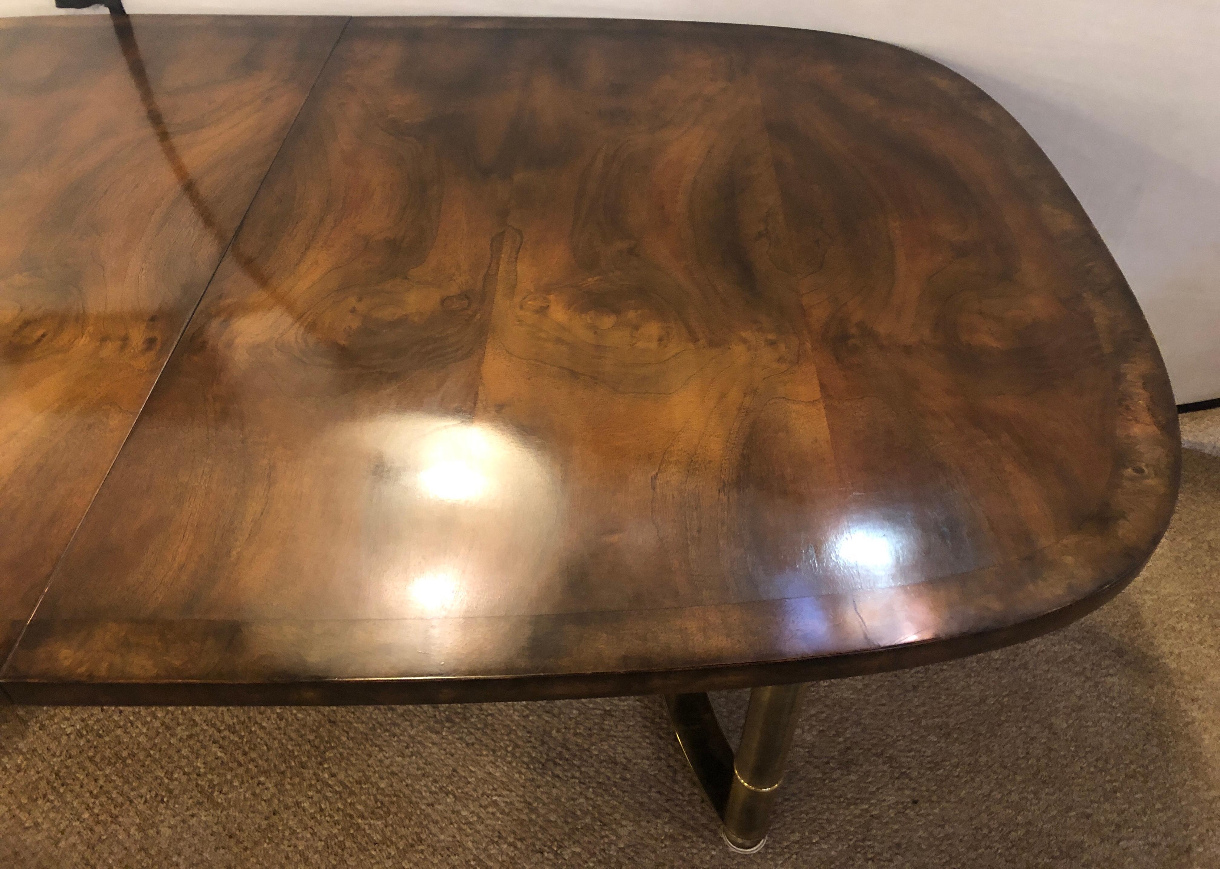American Mid-Century Modern Master-Craft Bamboo Brass and Burl Dining Room Table