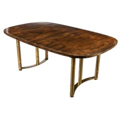 Mid-Century Modern Master-Craft Bamboo Brass and Burl Dining Room Table