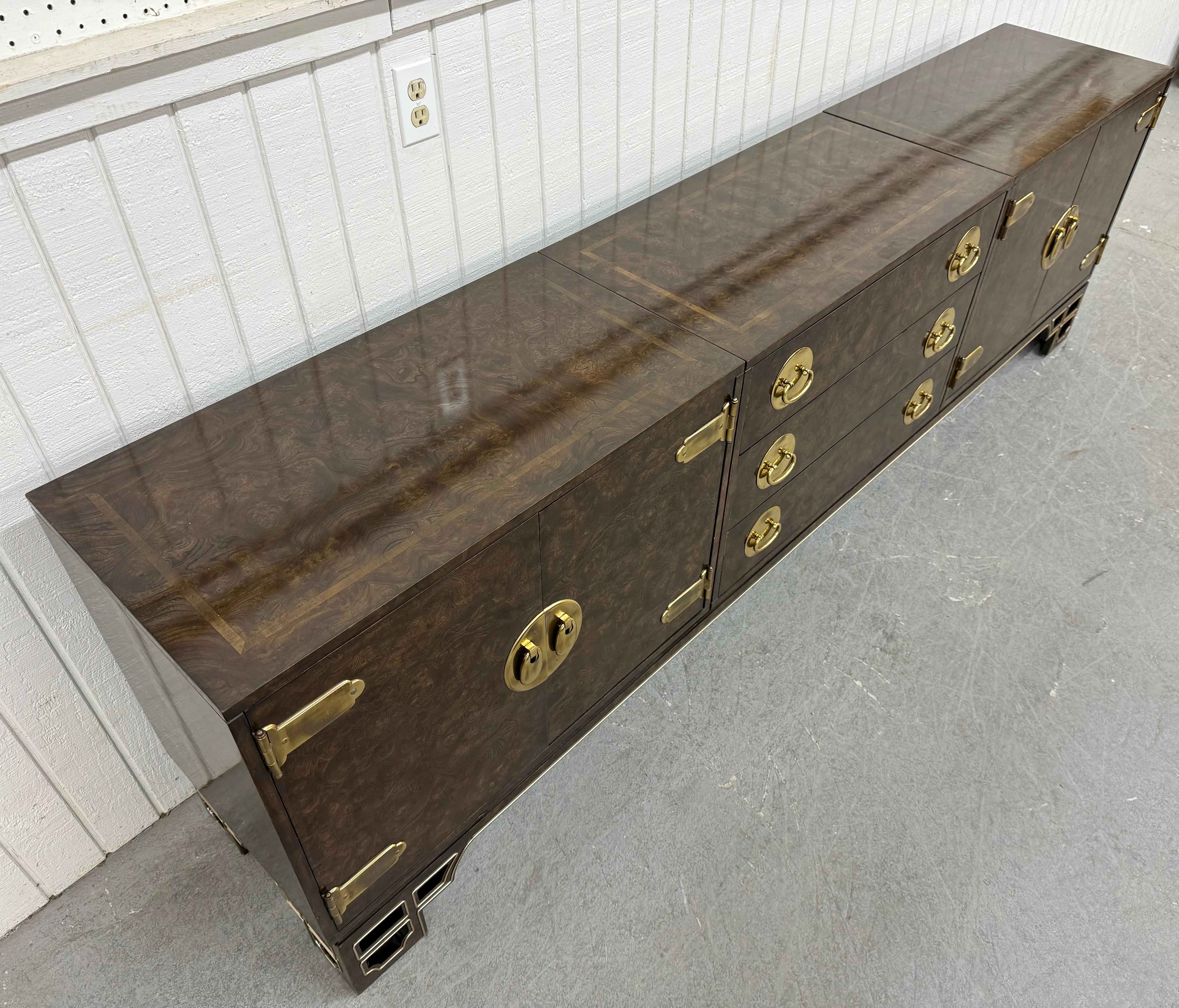 Mid-Century Modern Mastercraft 3-Piece Burled Wood Dresser In Good Condition For Sale In Clarksboro, NJ