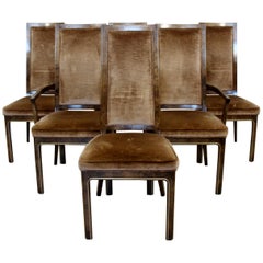 Mid-Century Modern Mastercraft Amboyna Burl Set of 6 Dining Chairs, 1970s