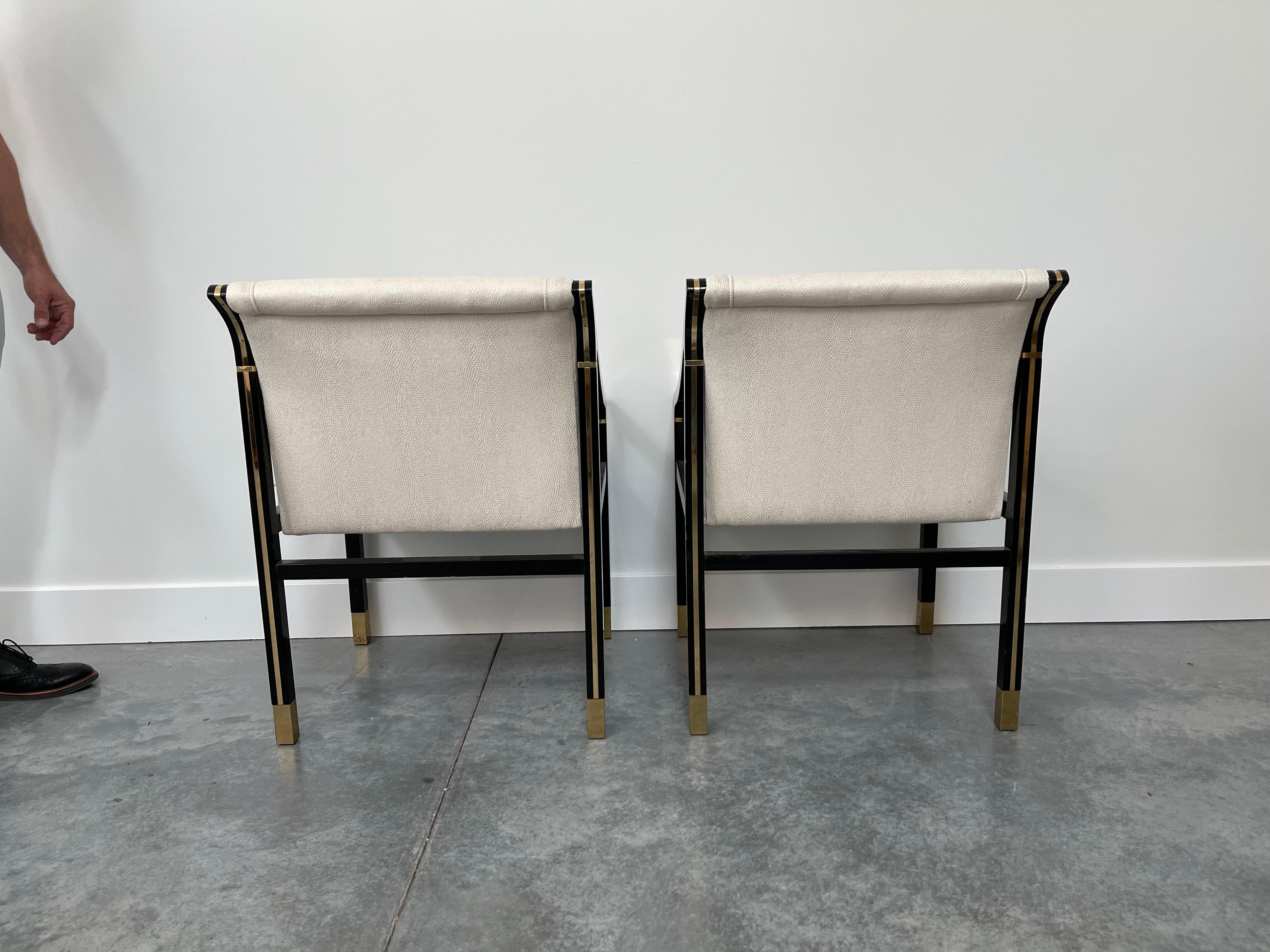 Mid-Century Modern Mastercraft Black and Brass Chairs, a Pair In Good Condition In Wichita, KS
