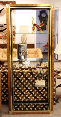 Mid-Century Modern Mastercraft Brass & Glass Étagère Shelving Unit, Three-Shelf