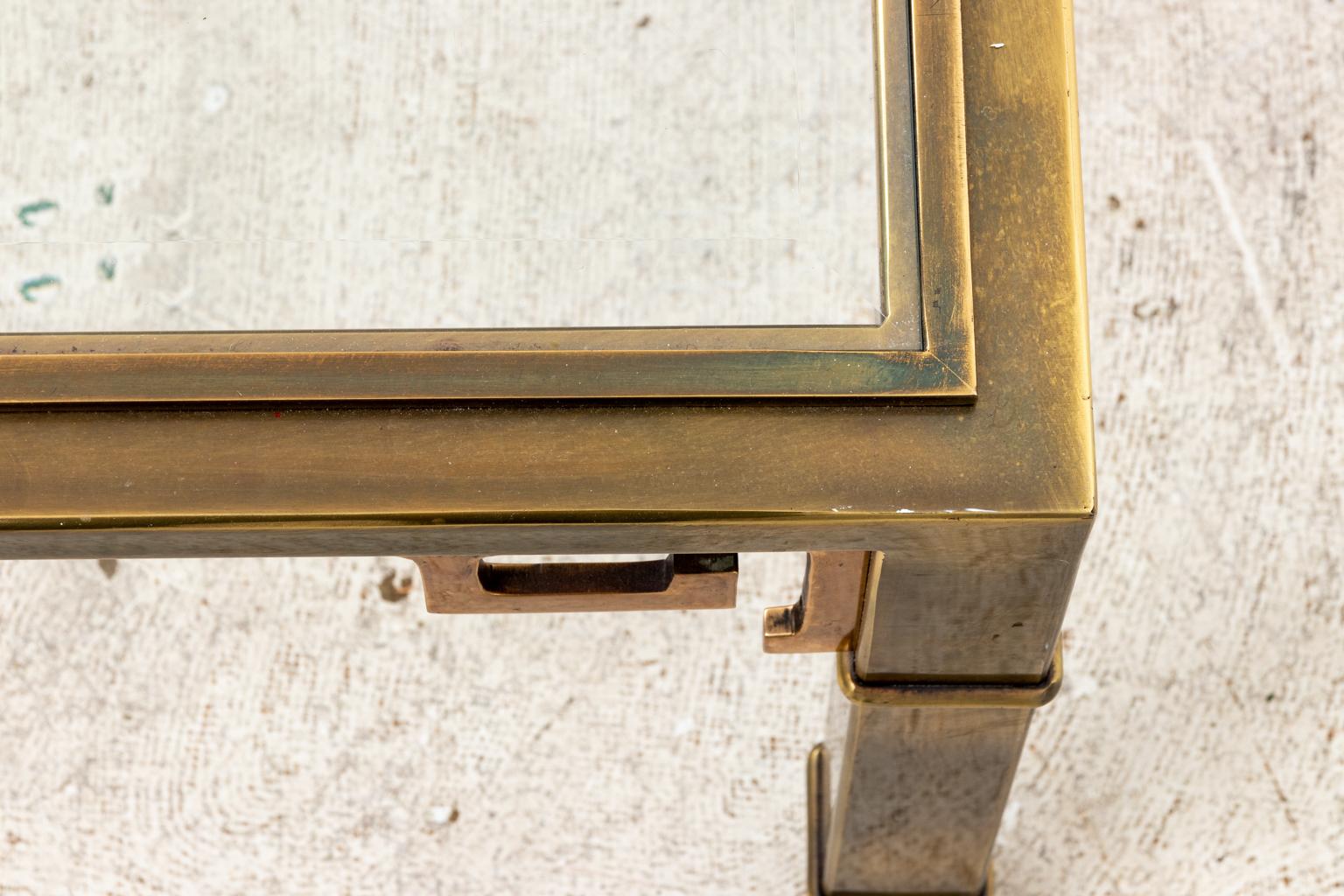 Mid-Century Modern Mastercraft Brass Greek Key Coffee Table In Good Condition In Stamford, CT