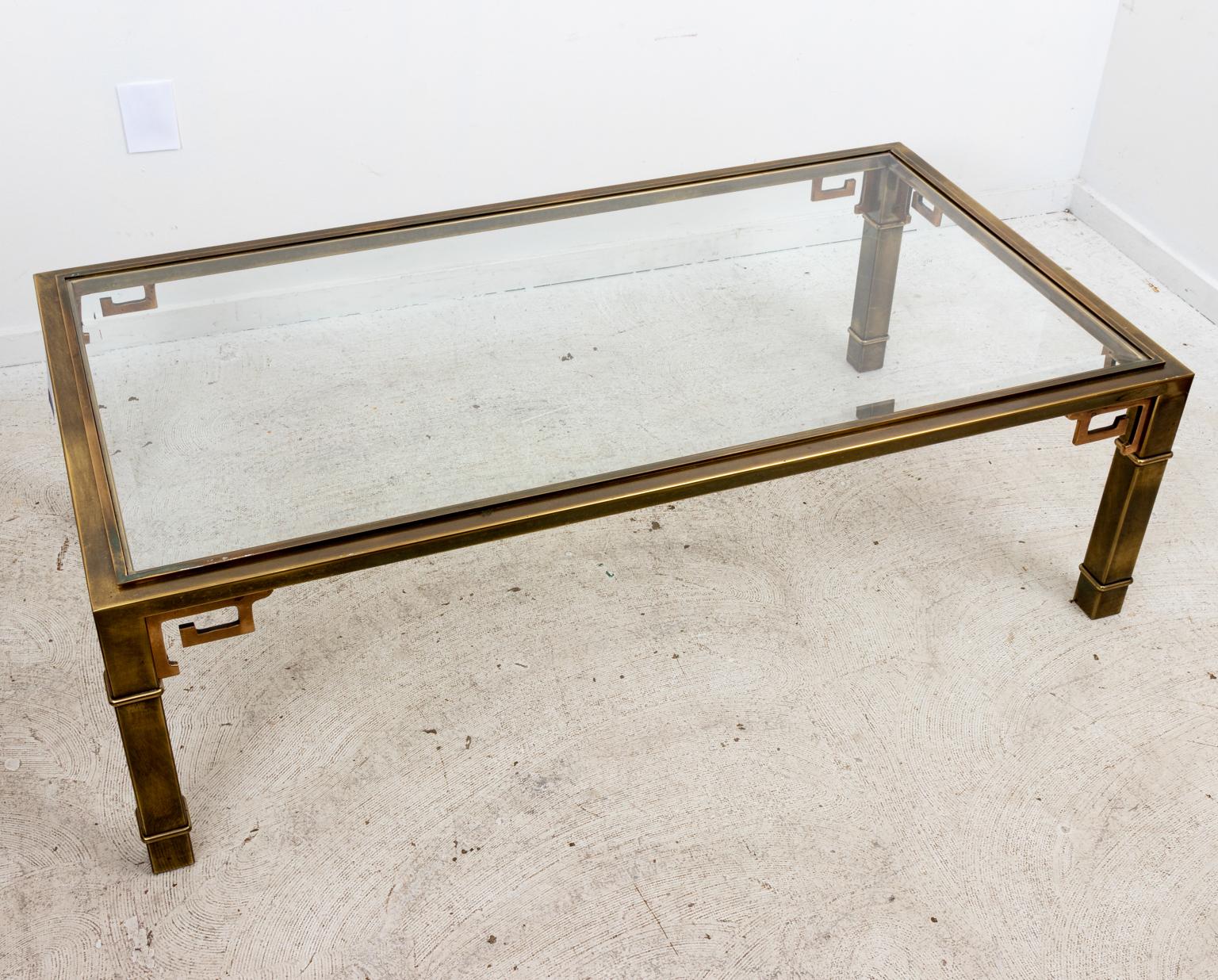 Late 20th Century Mid-Century Modern Mastercraft Brass Greek Key Coffee Table