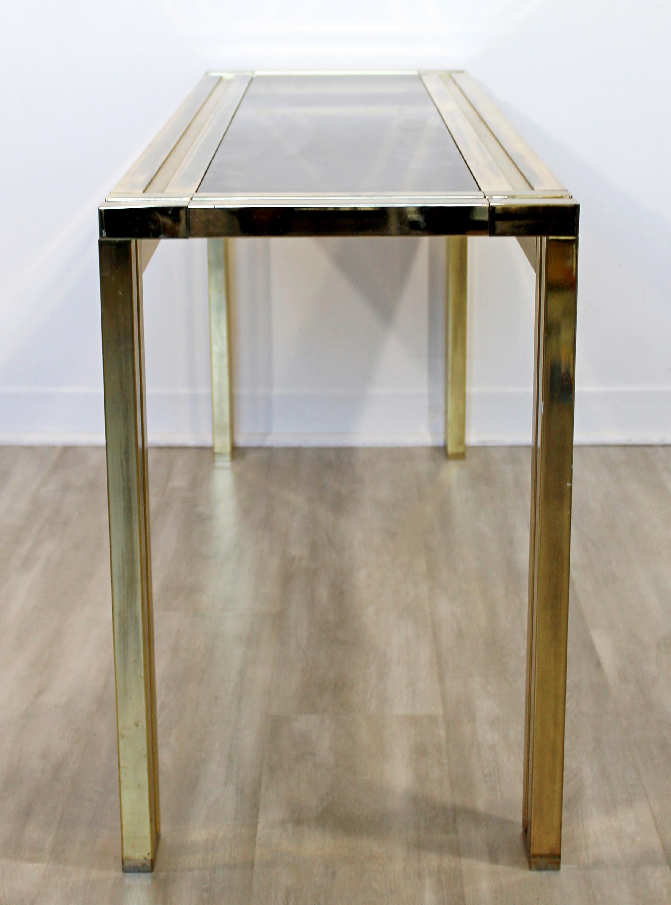 Mid-Century Modern Mastercraft Brass and Smoked Glass Console Table, 1960s 1