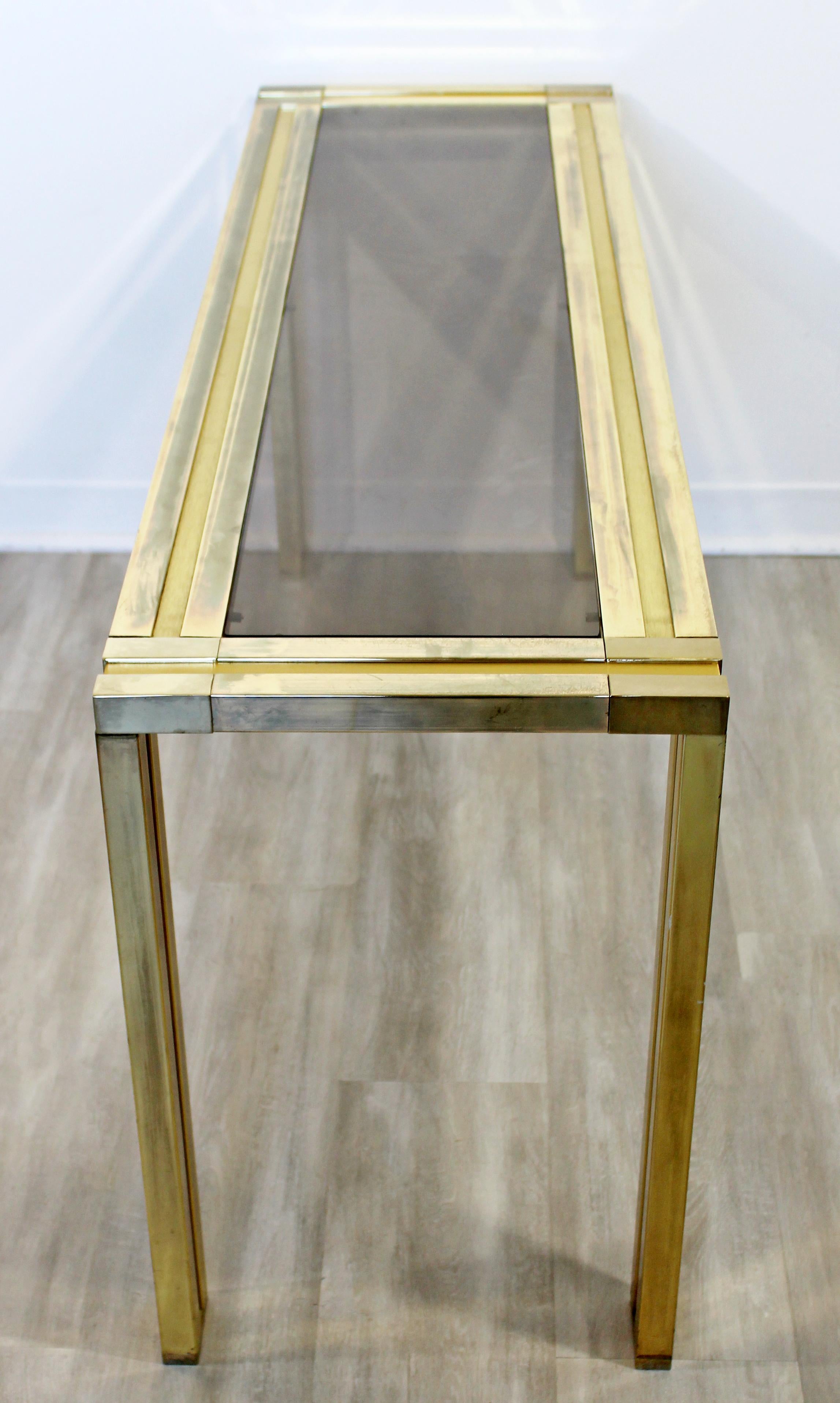 Mid-Century Modern Mastercraft Brass and Smoked Glass Console Table, 1960s 2