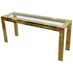 Mid-Century Modern Mastercraft Brass and Smoked Glass Console Table, 1960s