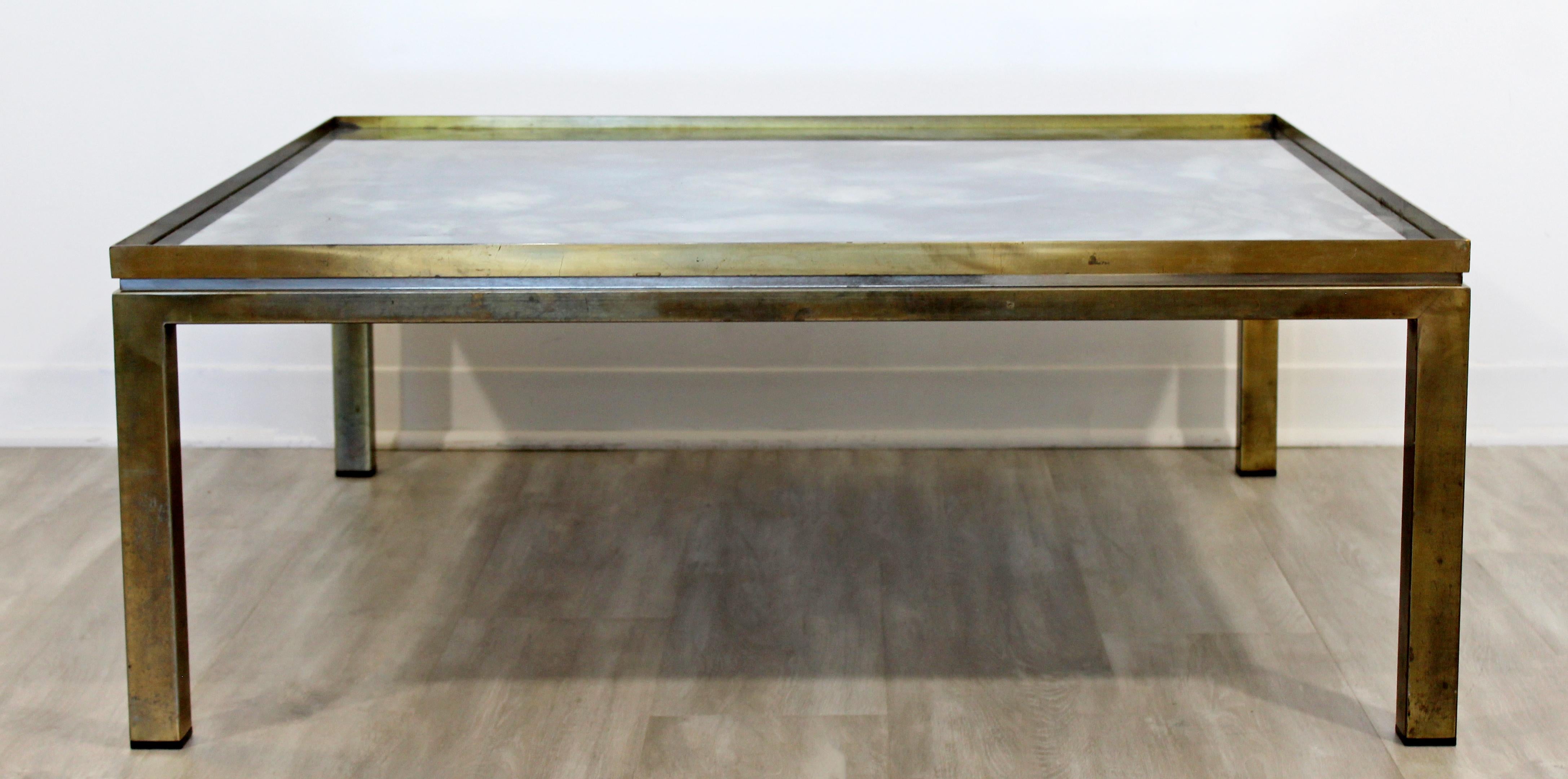 American Mid-Century Modern Mastercraft Bronze and Glass Square Coffee Table, 1960s