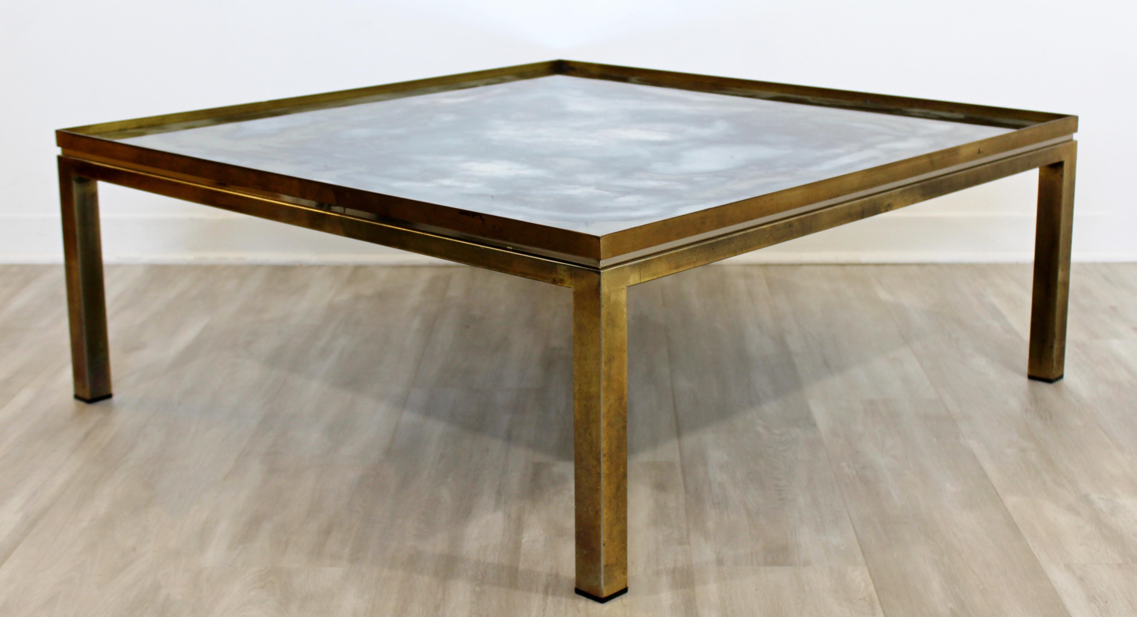 Mid-Century Modern Mastercraft Bronze and Glass Square Coffee Table, 1960s 1