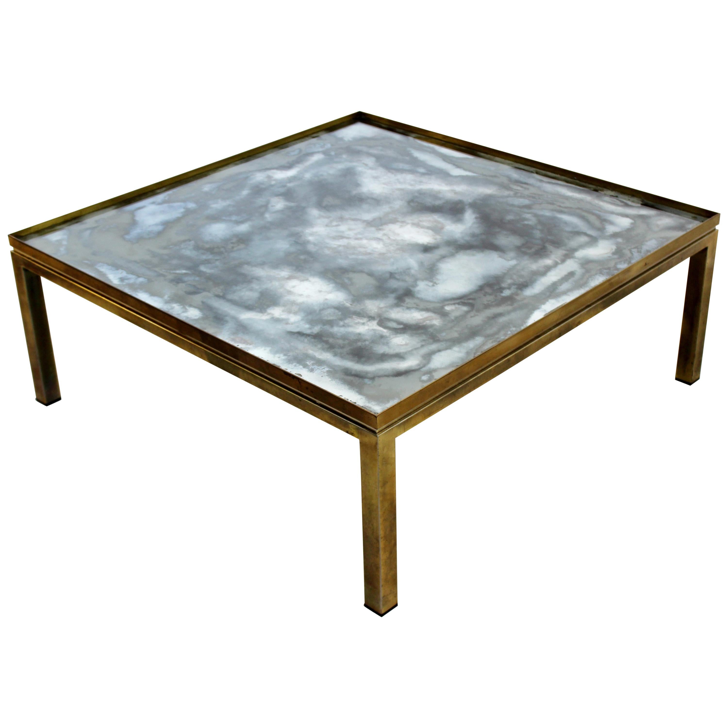 Mid-Century Modern Mastercraft Bronze and Glass Square Coffee Table, 1960s