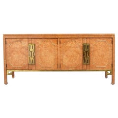 Mid-Century Modern Mastercraft Burl and Brass Credenza/Sideboard