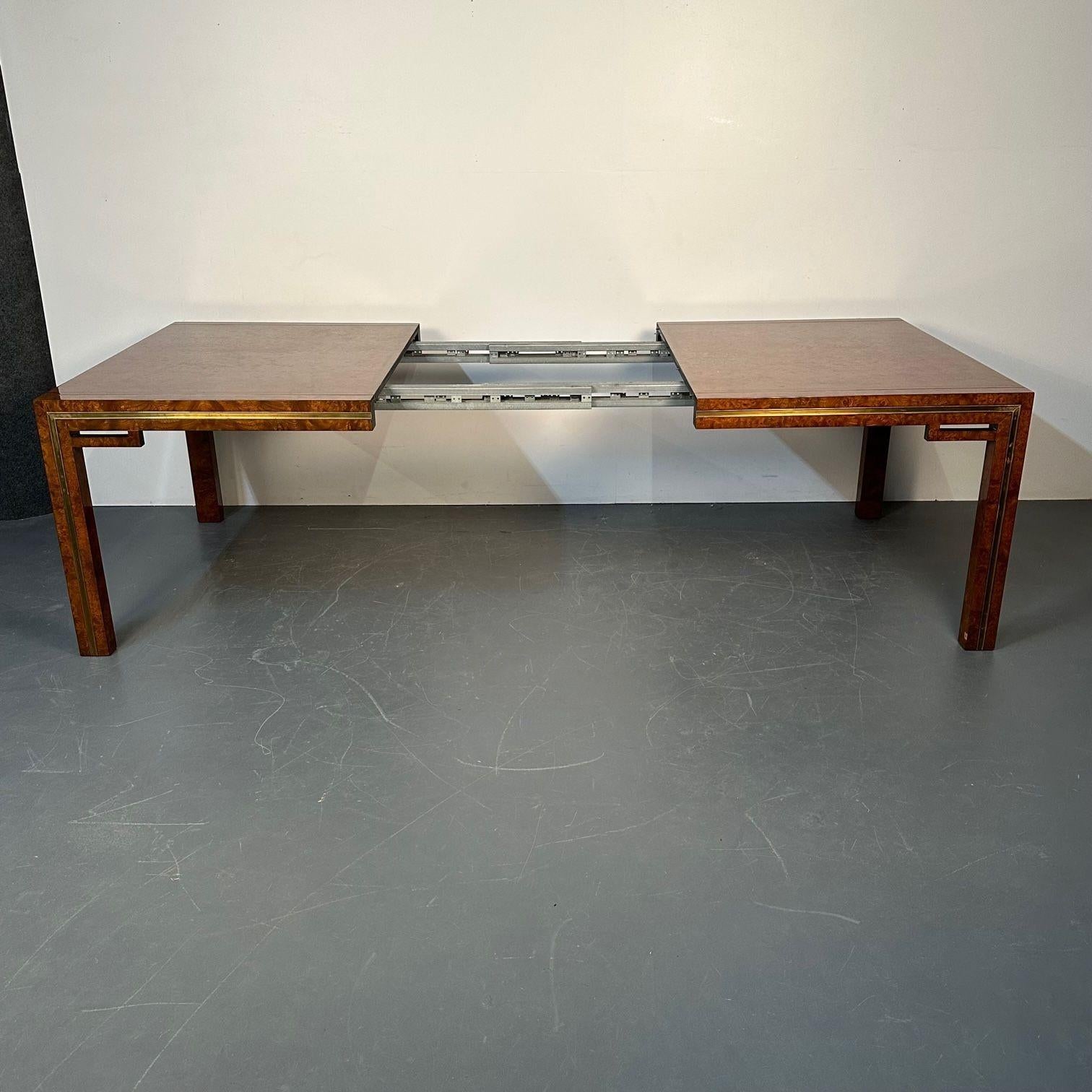 Table de salle à manger Mastercraft en laiton et bois de ronce, William Doezema, mi-siècle moderne en vente 3