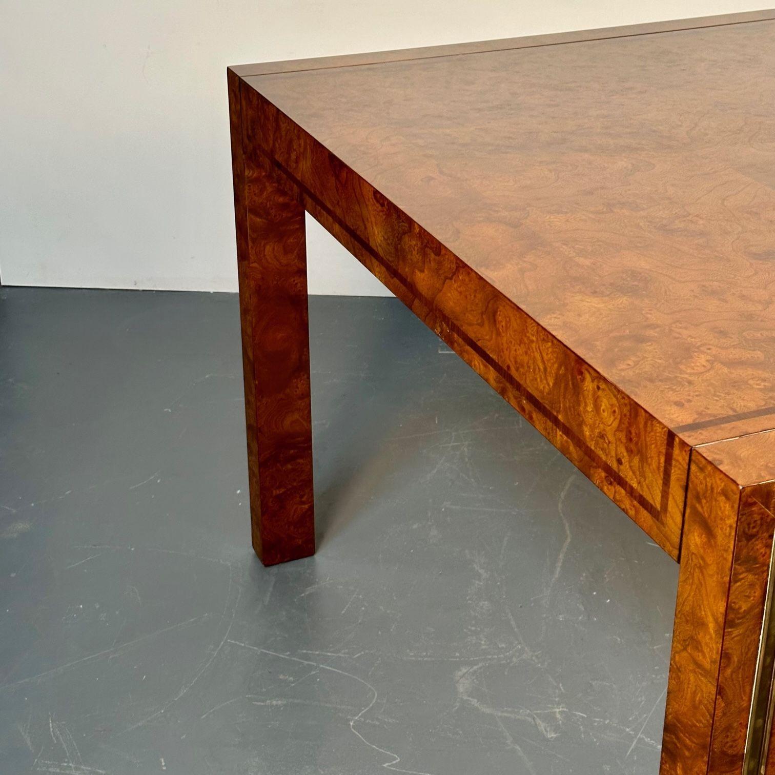 Table de salle à manger Mastercraft en laiton et bois de ronce, William Doezema, mi-siècle moderne en vente 1