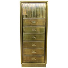 Vintage Mid-Century Modern Mastercraft Etched Acid Brass Lingerie Cabinet, 1970s